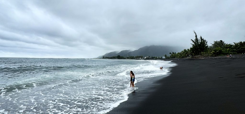A stormy day on Taharuu Beach, Tahiti