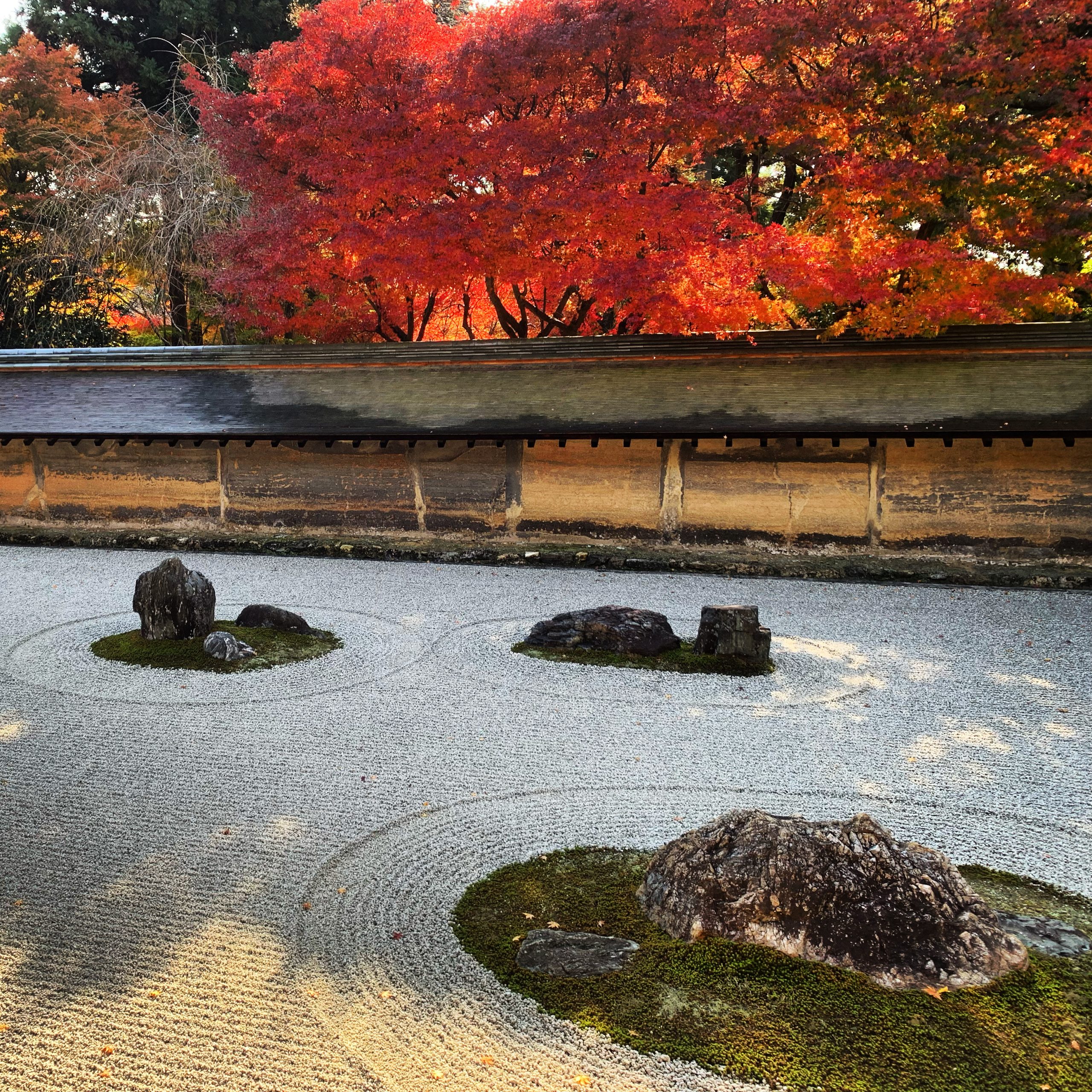 The zen garden in Ryoan-ji Temple, Kyoto, Japan