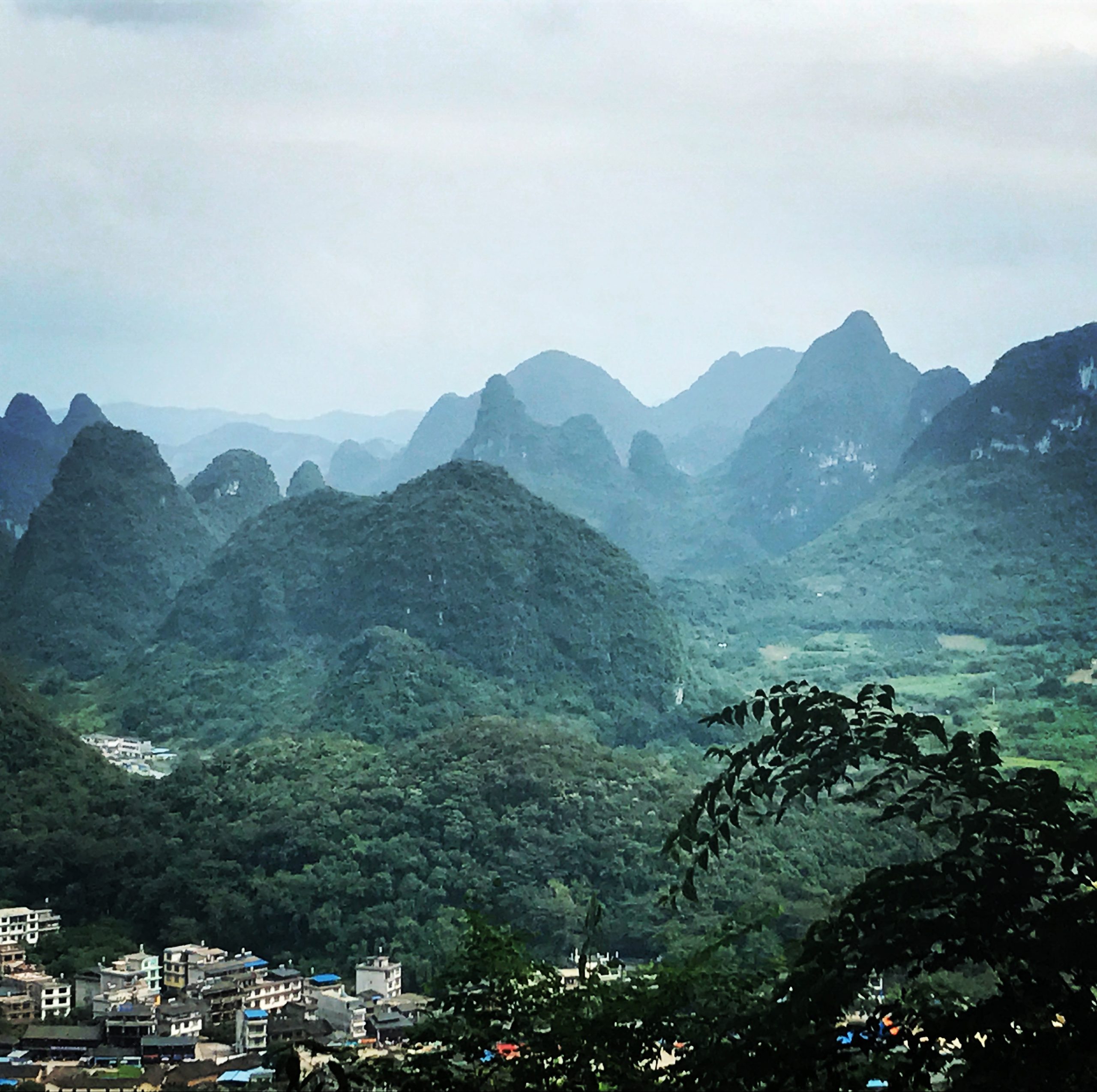 Green mountains in Yangshuo, China Green mountains in Yangshuo, China