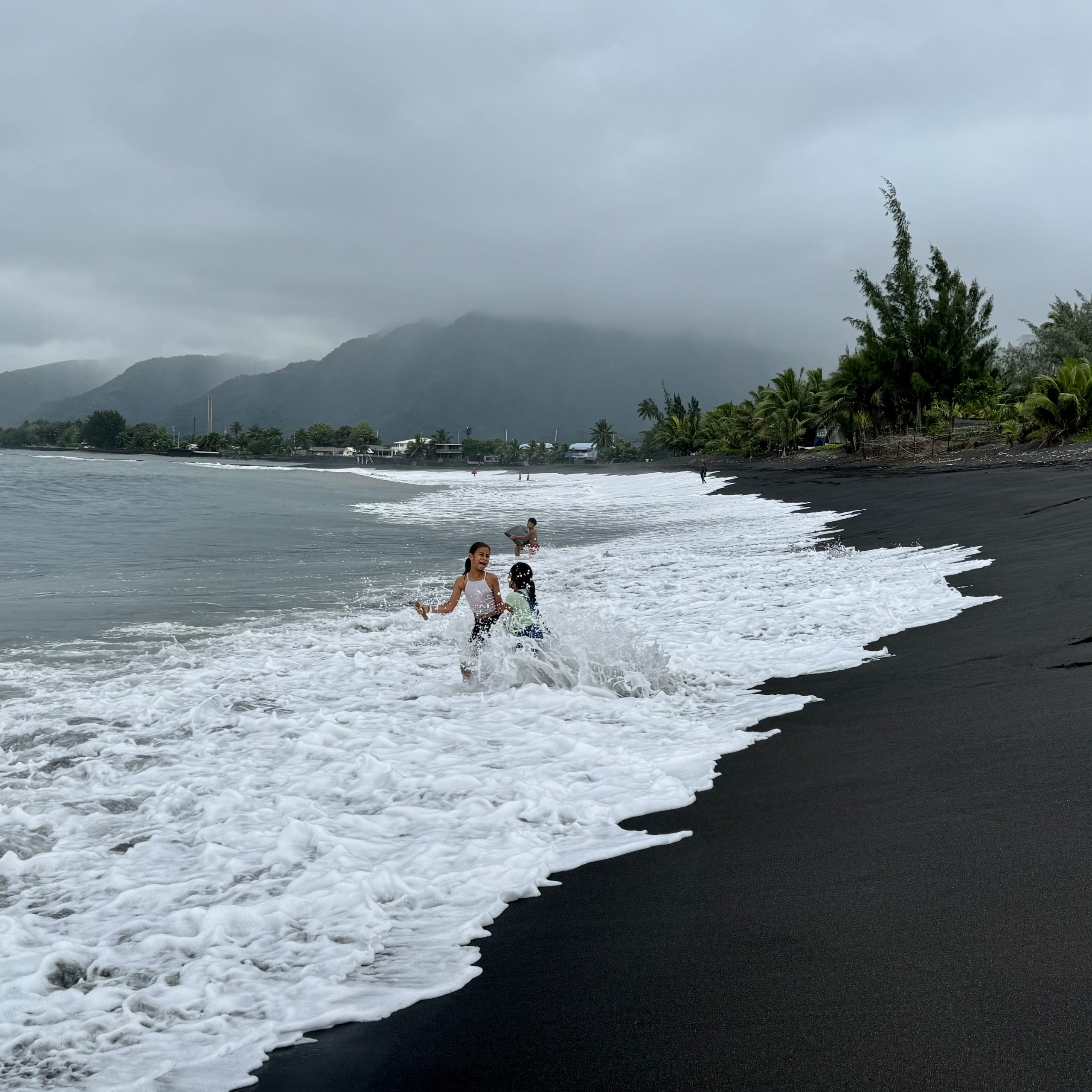 Black sand beach, Tahiti, French Polynesia