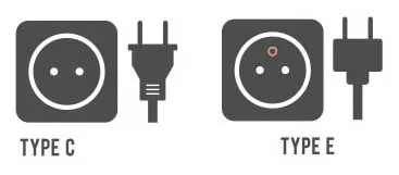 the graph shows the power outlet used in French Polynesia: Type C and E