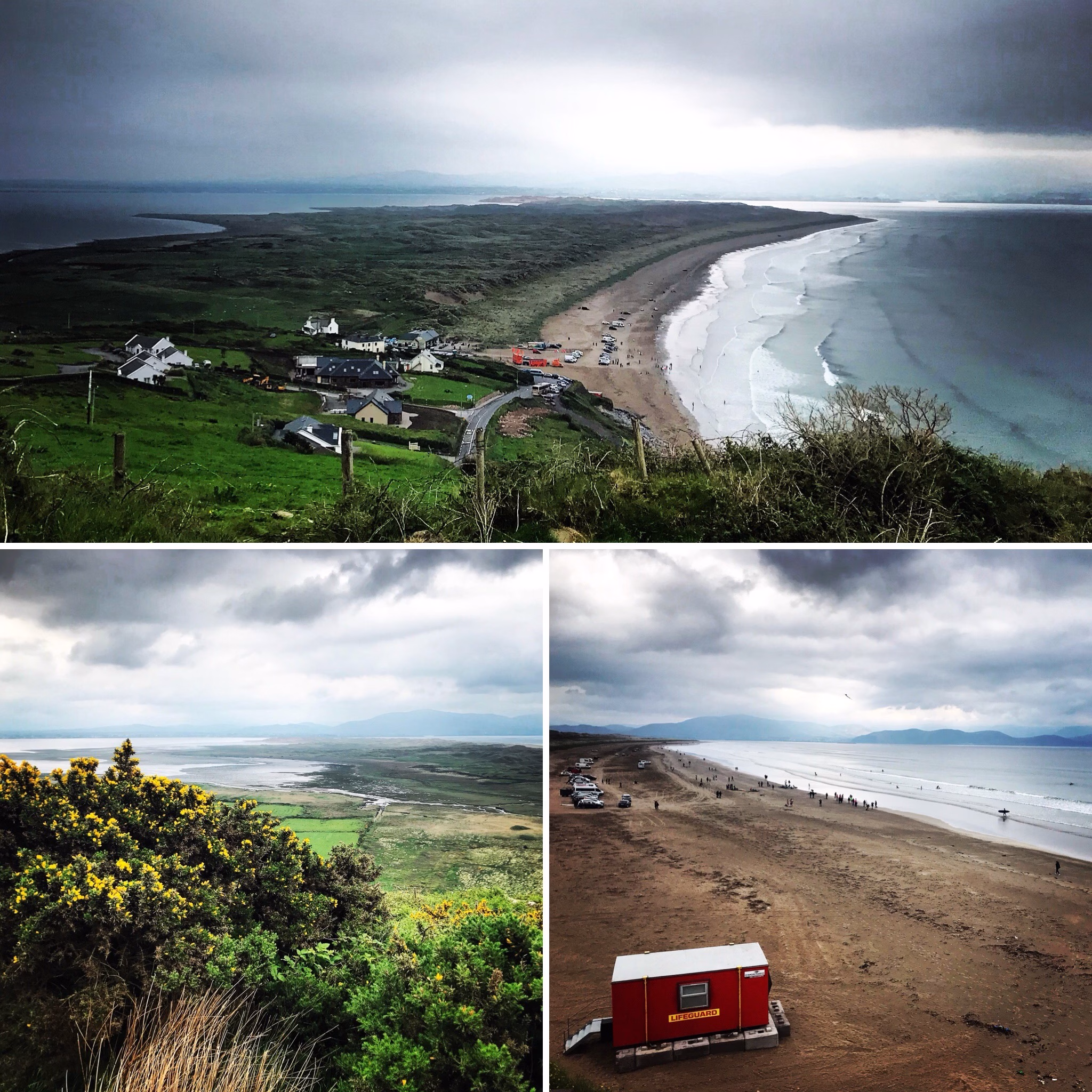 Inch Beach, a 5-kilometer-long sandy spit that extends into Dingle Bay.