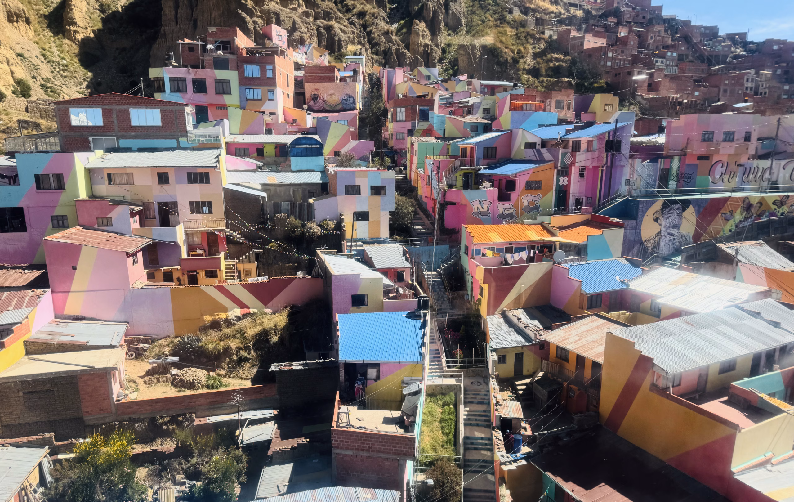 The colorful houses in El Alto, Bolivia